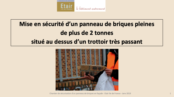 Mise en sécurité d’un panneau de briques pleines